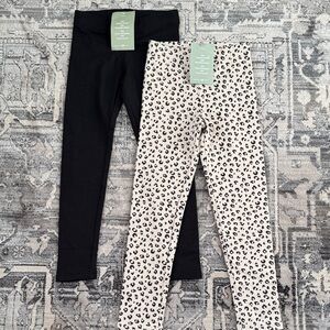 H&M Girls Black and Leopard Print Leggings Bundle